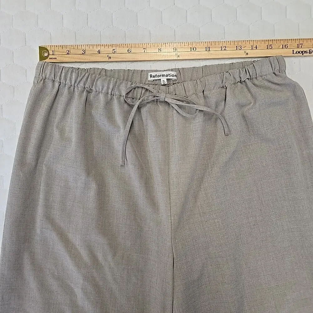 Reformation XL Deadstock Wide Leg Pants Oatmeal Beige Quiet Luxury Minimalist